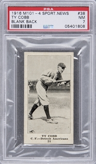 1916 M101-4 Sporting News #38 Ty Cobb, Blank Back – PSA NM 7
